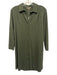 Lilla P Size XS Olive Green Cotton Blend Collar Neck Button Down Heathered Dress Olive Green / XS