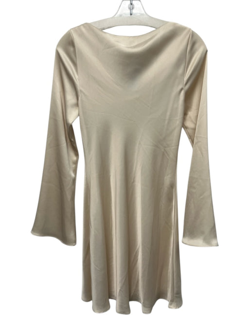 Reformation Size XS Cream White Acetate & Polyester Satin Boat Neck Dress Cream White / XS