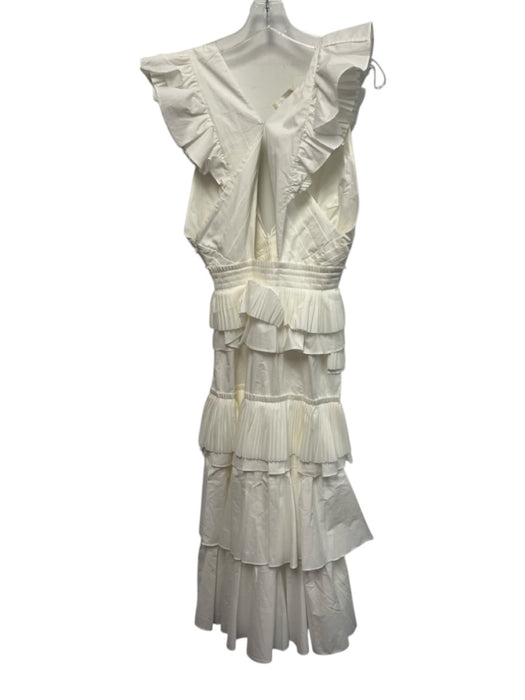 Ulla Johnson Size 0 White Cotton Side Zip Ruffle Flare Sleeveless Dress White / 0