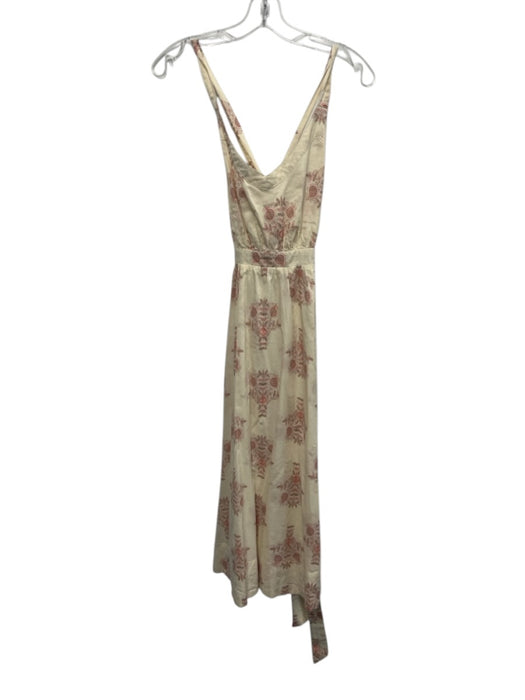 Pamela Love Size XS Cream & pink Cotton Criss Cross Straps Lace Up Back Dress Cream & pink / XS