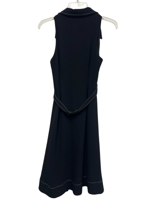 CeCe Size 2 Black Polyester White stitching Collar neck Sleeveless Dress Black / 2