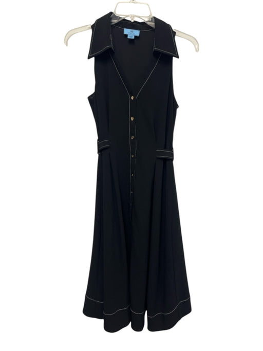 CeCe Size 2 Black Polyester White stitching Collar neck Sleeveless Dress Black / 2