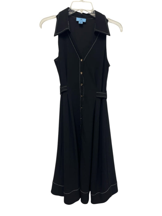 CeCe Size 2 Black Polyester White stitching Collar neck Sleeveless Dress Black / 2