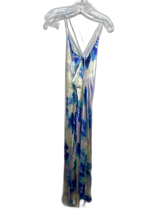 The Kooples Size L Blue, Cream & Purple Silk Spaghetti Strap Tie Dye Dress Blue, Cream & Purple / L