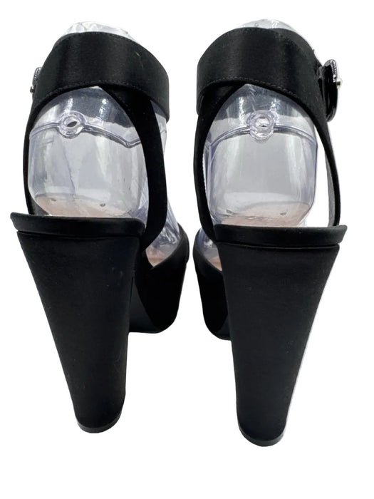Christian Dior Shoe Size 38 Black Satin Upper Ankle Strap Criss Cross Sandals