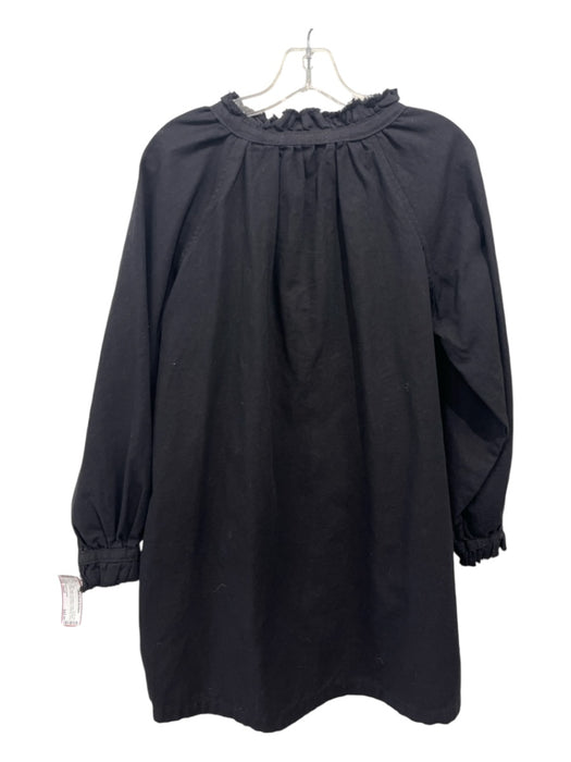 Grade & Gather Size Small Black Cotton 3/4 Button Ruffle Neckline Dress Black / Small