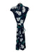 Erdem Size 2 Navy Blue, Green & White Viscose Cap Sleeve Floral Print Dress Navy Blue, Green & White / 2