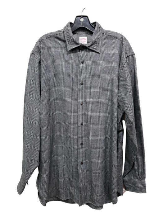 Brooks Brothers Size L Gray & Black Cotton & Wool Blend Plaid Long Sleeve Shirt L