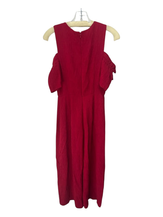 Club Monaco Size 00 Red Viscose Blend Cut Out Sleeves V Neck Jumpsuit Red / 00