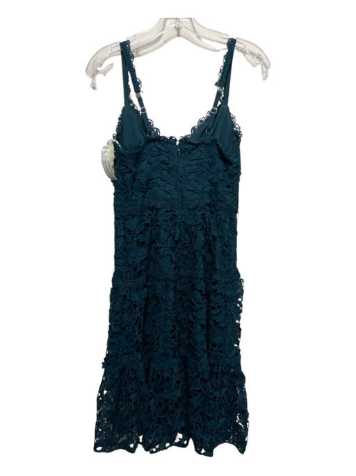 Marchesa Notte Size 6 Teal Polyester Shoulder Strap Crochet Lace Midi Dress Teal / 6