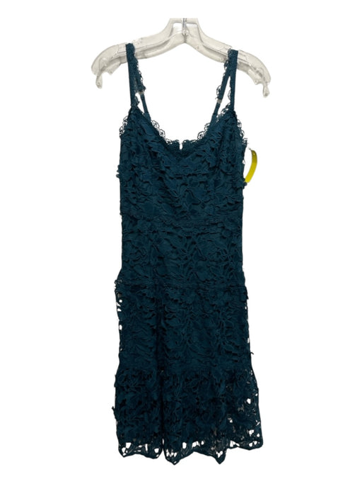 Marchesa Notte Size 6 Teal Polyester Shoulder Strap Crochet Lace Midi Dress Teal / 6