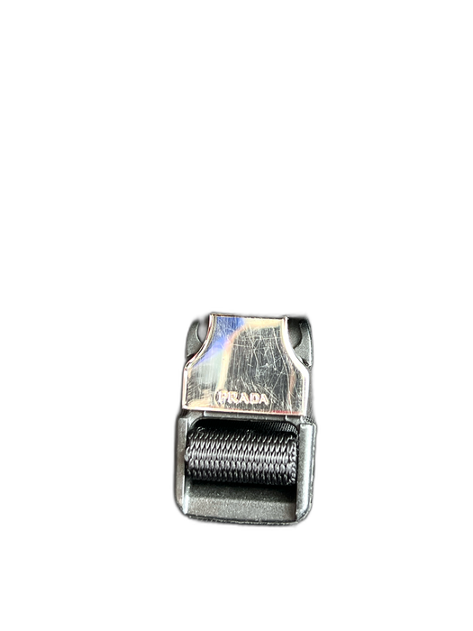 Prada AS IS Black Nylon Leather trim Buckle Messenger Bag Black