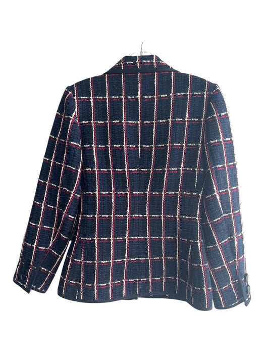 Favorite Daughter Size 2 Navy Blue, Red, White Wool Blend Tweed Plaid Jacket Navy Blue, Red, White / 2