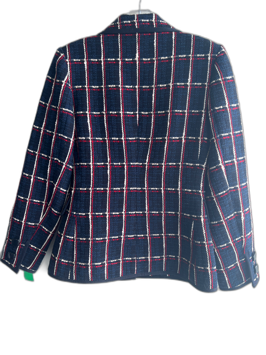 Favorite Daughter Size 2 Navy Blue, Red, White Wool Blend Tweed Plaid Jacket Navy Blue, Red, White / 2