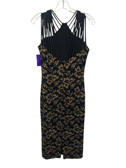 Dress the Population Size L Black & Gold Polyester Sleeveless Strappy Midi Dress Black & Gold / L