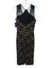 Dress the Population Size L Black & Gold Polyester Sleeveless Strappy Midi Dress Black & Gold / L