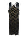 Dress the Population Size L Black & Gold Polyester Sleeveless Strappy Midi Dress Black & Gold / L