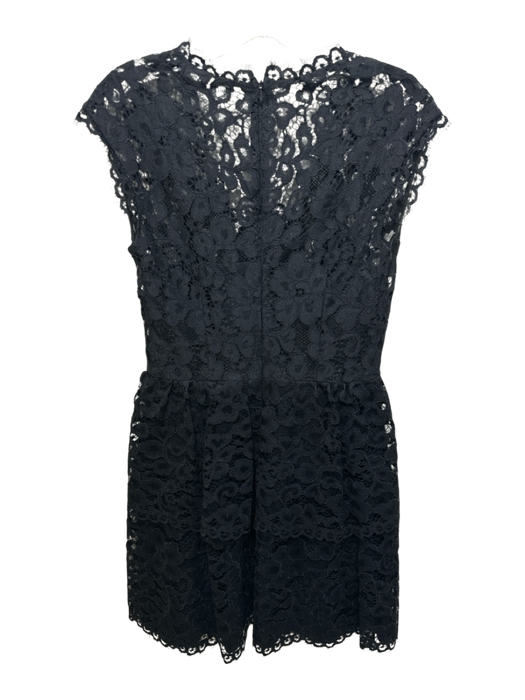 Shoshanna Size 2 Black Nylon Blend Floral Lace Overlay Sleeveless Back Zip Dress Black / 2