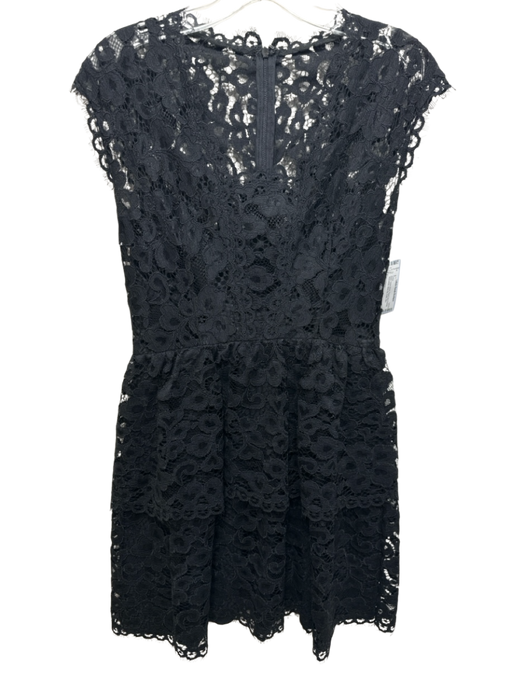 Shoshanna Size 2 Black Nylon Blend Floral Lace Overlay Sleeveless Back Zip Dress Black / 2