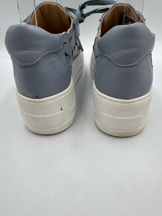 Softwaves Shoe Size 37 Dusty Blue Leather Upper Round Toe Laser Cut Sneakers