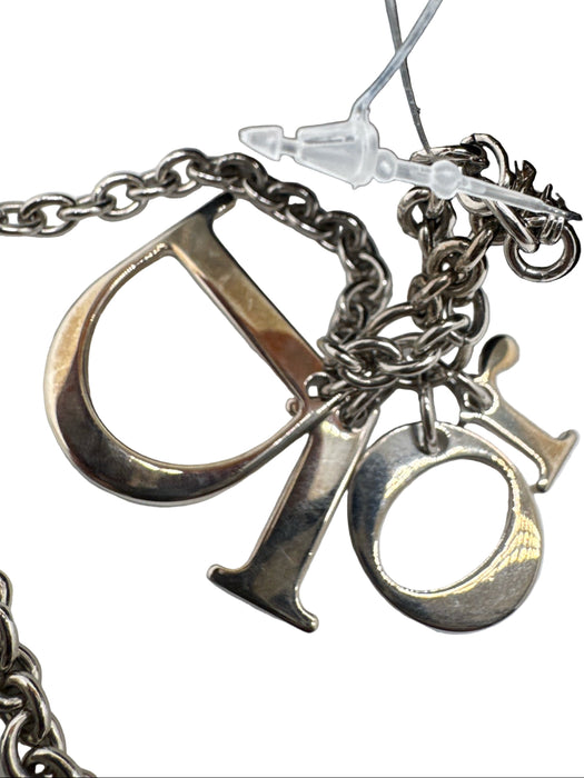 Christian Dior Black Satin Rhinestone Silver Hardware Logo Clutch Bag