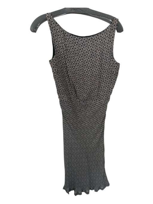 Rachel Comey Size 8 Tan & black Silk Sleeveless Grid Midi Dress Tan & black / 8