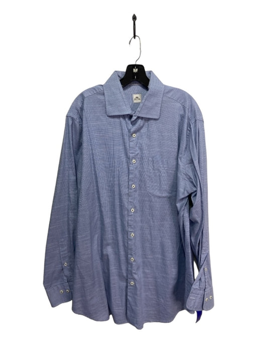 Peter Millar Size XL Blue & White Cotton Button Up Collared Long Sleeve Shirt XL