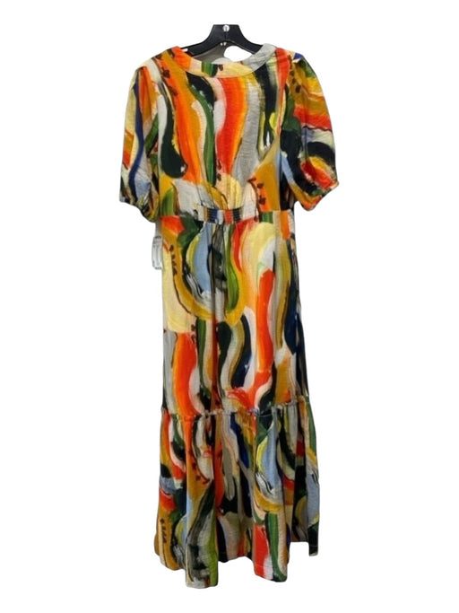 Maeve Size S Multicolor Viscose & Nylon Blend Button Detail Watercolor Dress Multicolor / S