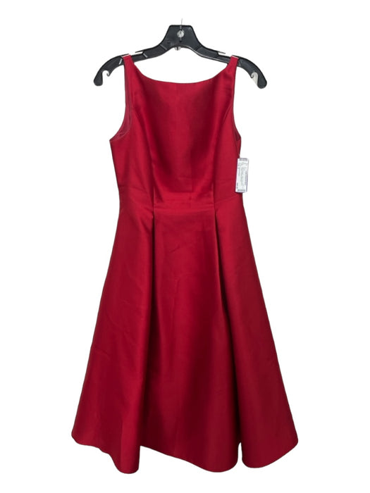 Adrianna Papell Size 6 Red Polyester V Back Sleeveless Pleated Pockets Gown Red / 6