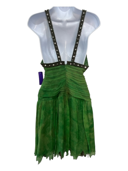 Mandalay Size 2 Green Silk V Neck Sleeveless Pleated Embellished Dress Green / 2