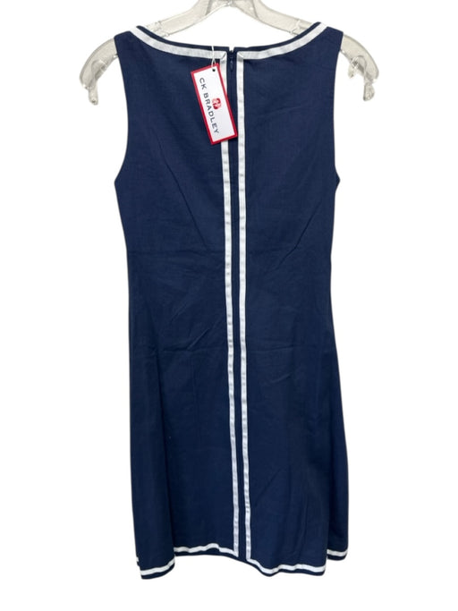 CK Bradley Size S Navy Blue & White Cotton & Spandex Sleeveless Below Knee Dress Navy Blue & White / S