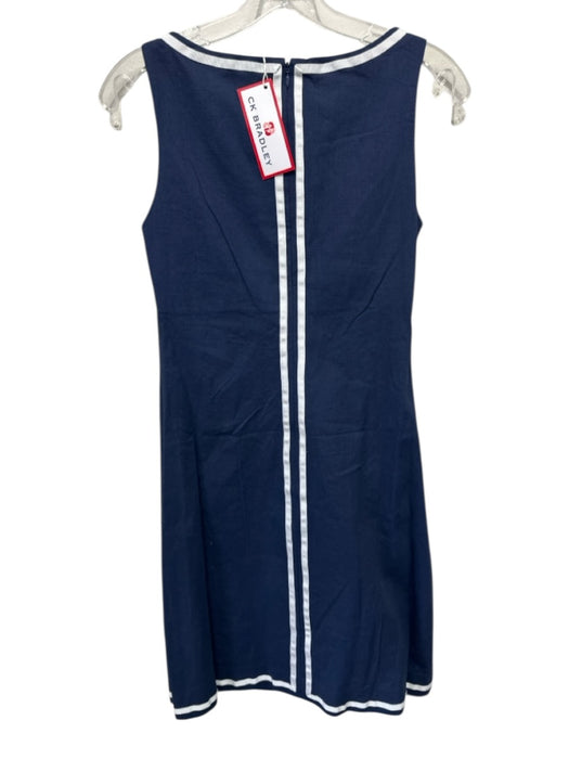 CK Bradley Size S Navy Blue & White Cotton & Spandex Sleeveless Below Knee Dress Navy Blue & White / S