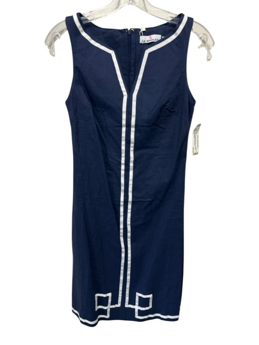 CK Bradley Size S Navy Blue & White Cotton & Spandex Sleeveless Below Knee Dress Navy Blue & White / S