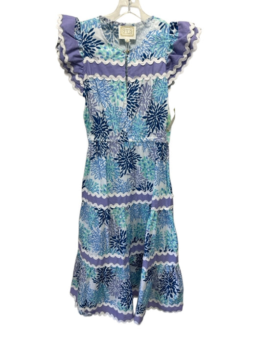 STS Sail to Sable Size XS Purple, Green, blue Cotton Ruffle Cap Sleeve Dress Purple, Green, blue / XS