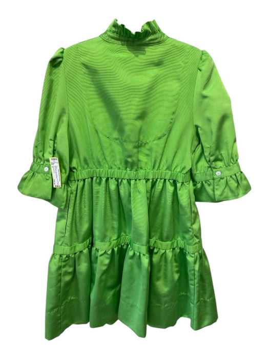 Gretchen Scott Size S Neon Green Short Sleeve Ribbed Ruffle Mock Neck Mini Dress Neon Green / S