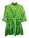 Gretchen Scott Size S Neon Green Short Sleeve Ribbed Ruffle Mock Neck Mini Dress Neon Green / S