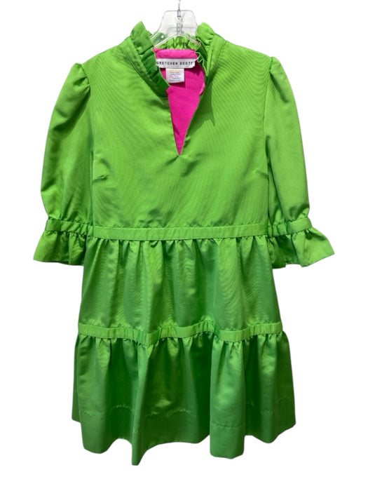 Gretchen Scott Size S Neon Green Short Sleeve Ribbed Ruffle Mock Neck Mini Dress Neon Green / S