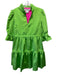 Gretchen Scott Size S Neon Green Short Sleeve Ribbed Ruffle Mock Neck Mini Dress Neon Green / S