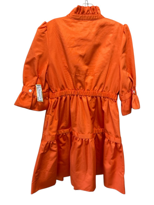 Gretchen Scott Size S Orange Short Sleeve Ribbed Ruffle Mock Neck Mini Dress Orange / S