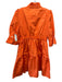Gretchen Scott Size S Orange Short Sleeve Ribbed Ruffle Mock Neck Mini Dress Orange / S