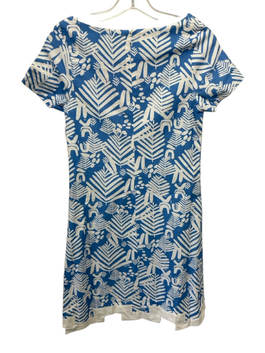 CK Bradley Size S Blue & White Cotton & Spandex Short Sleeve Leaf Print Dress Blue & White / S