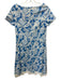 CK Bradley Size S Blue & White Cotton & Spandex Short Sleeve Leaf Print Dress Blue & White / S