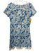 CK Bradley Size S Blue & White Cotton & Spandex Short Sleeve Leaf Print Dress Blue & White / S
