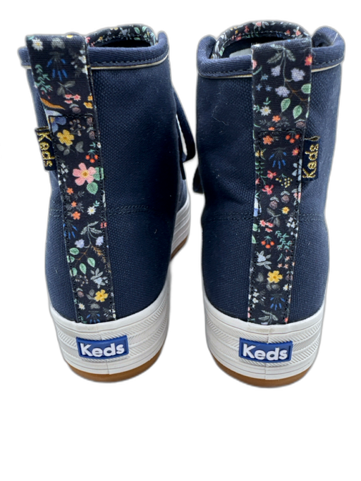 Keds Shoe Size 8 Navy Blue Canvas High Top Floral Lace Up Platform Sneakers Navy Blue / 8