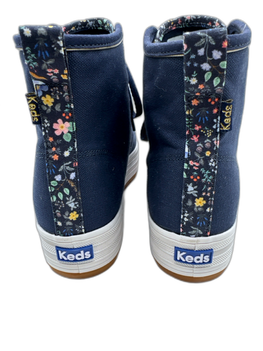 Keds Shoe Size 8 Navy Blue Canvas High Top Floral Lace Up Platform Sneakers Navy Blue / 8