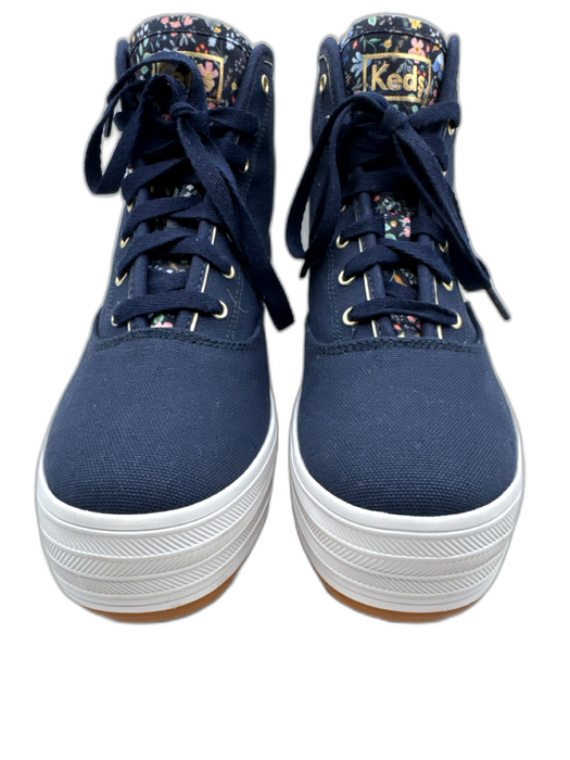 Keds Shoe Size 8 Navy Blue Canvas High Top Floral Lace Up Platform Sneakers Navy Blue / 8