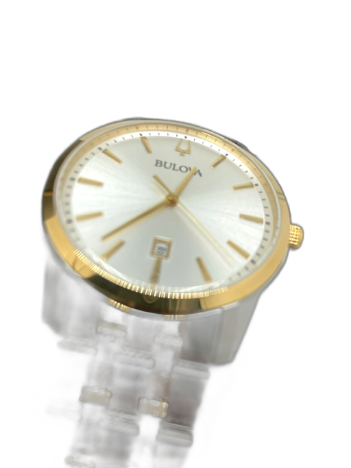 Bulova Silver & Gold Stainless steel 3 Hand Two Tone Calendar Window Watches Silver & Gold