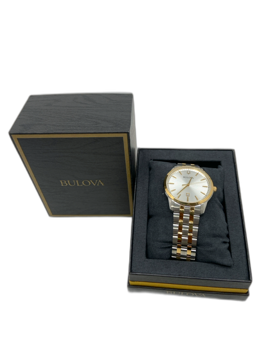 Bulova Silver & Gold Stainless steel 3 Hand Two Tone Calendar Window Watches Silver & Gold
