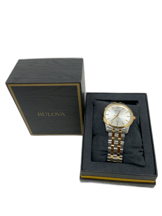 Bulova Silver & Gold Stainless steel 3 Hand Two Tone Calendar Window Watches Silver & Gold