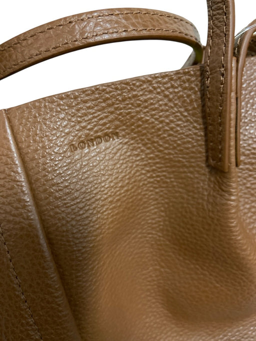 ALLSAINTS Brown Leather Top Handle Silver Hardware Pouch Inc. Tote Bag Brown / Large